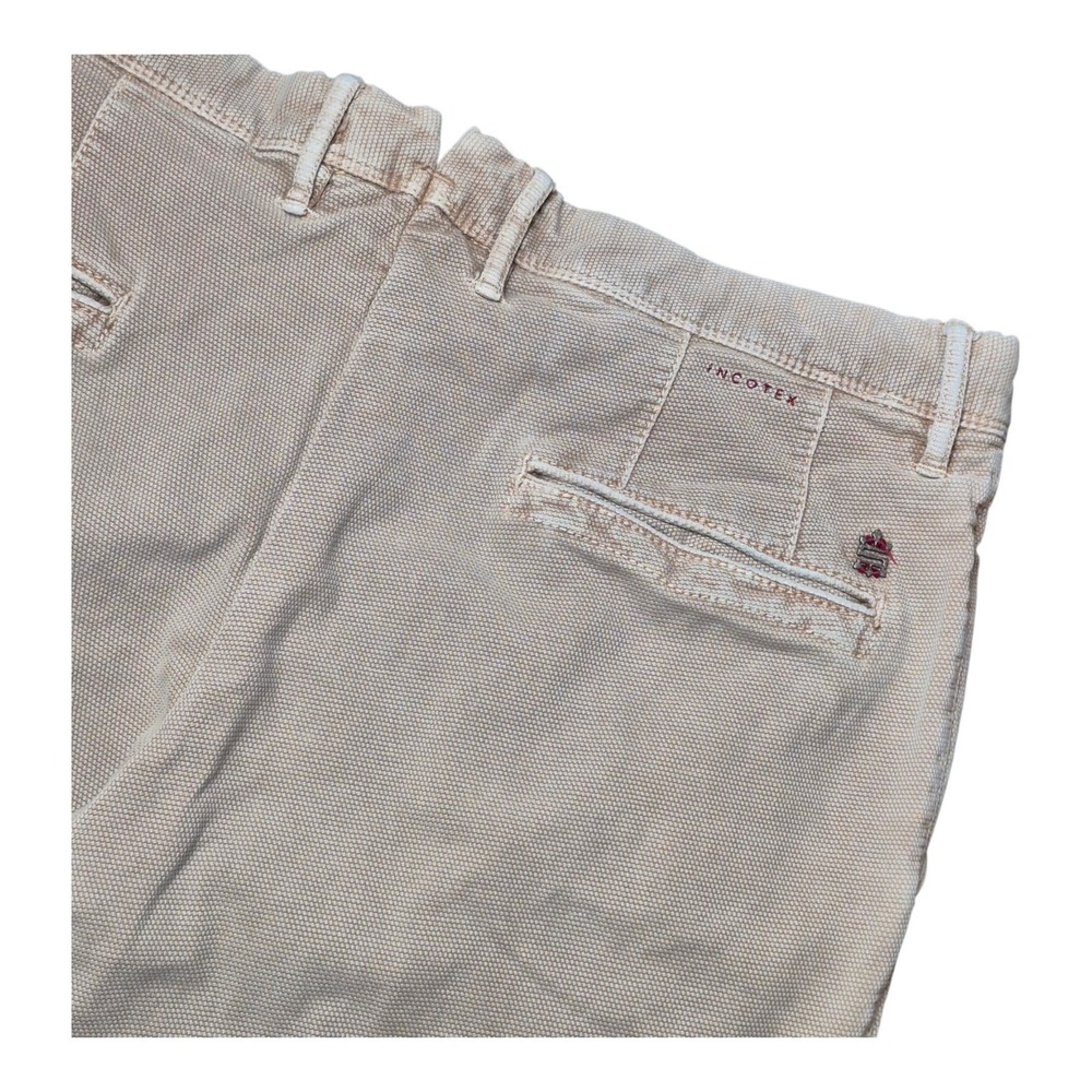 Incotex Men's 36 Beige Slim Fit Slacks Chino Pants Textured Woven Cotton Stretch